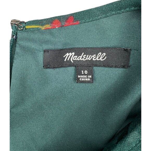 Madewell Womens Pintuck Green Floral Long Sleeve Dress Size 10 - Picture 3 of 15
